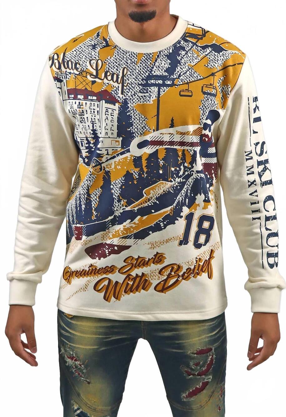 NEW BLAC LEAF elite crewneck top in cream